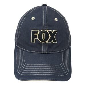 FOX Strapback Hat Blue One Size Adjustable Spell Out Solid Vent Holes